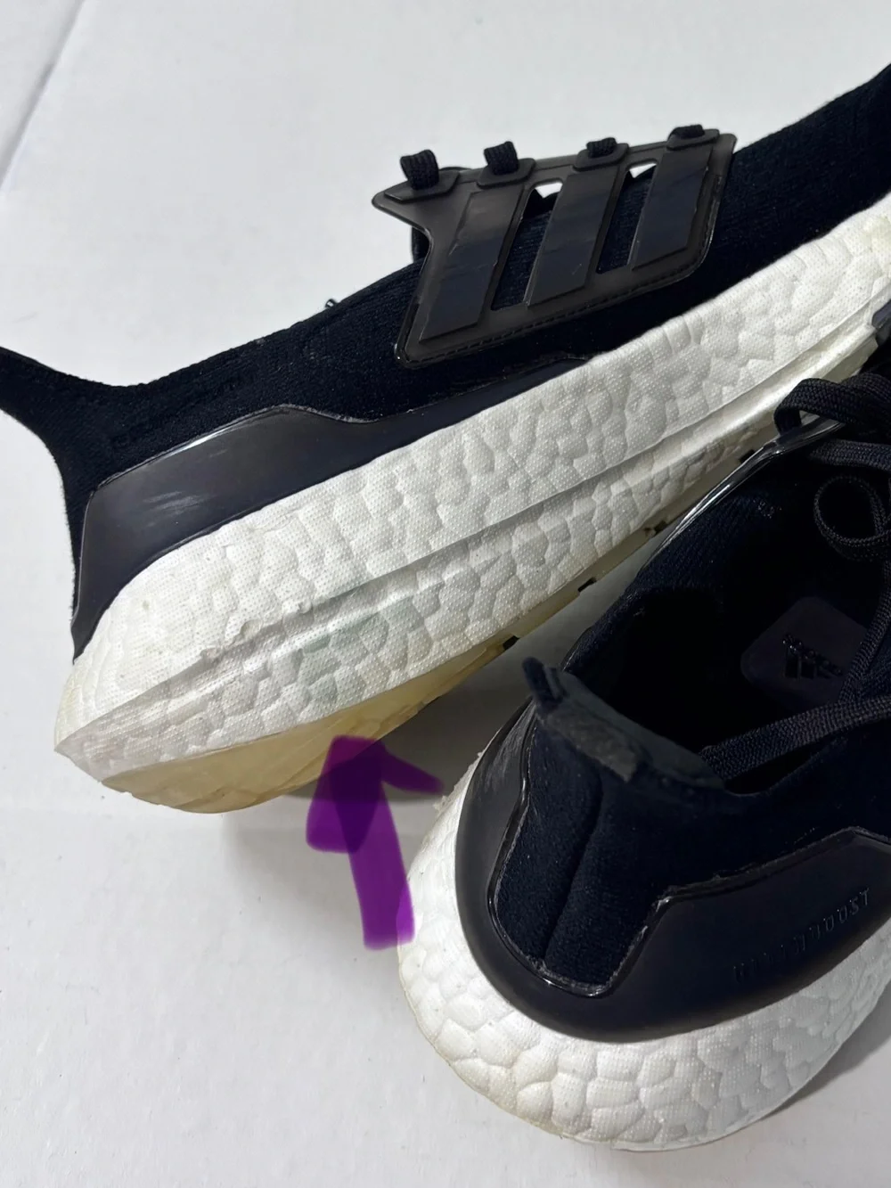 Women’s Adidas Ultraboost Black Athletic Running Sneakers with White Midsole 9